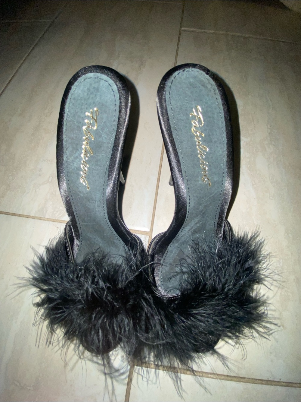 Black Fluffy Heels
